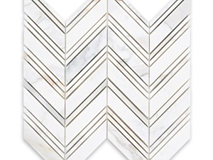 Calacatta Gold Marble Chevron with Thin Calacatta Gold Strip Polished or Honed